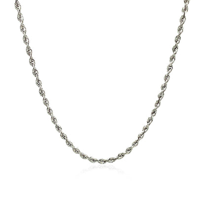 14k White Gold Solid Diamond Cut Rope Chain (2.00 mm) 