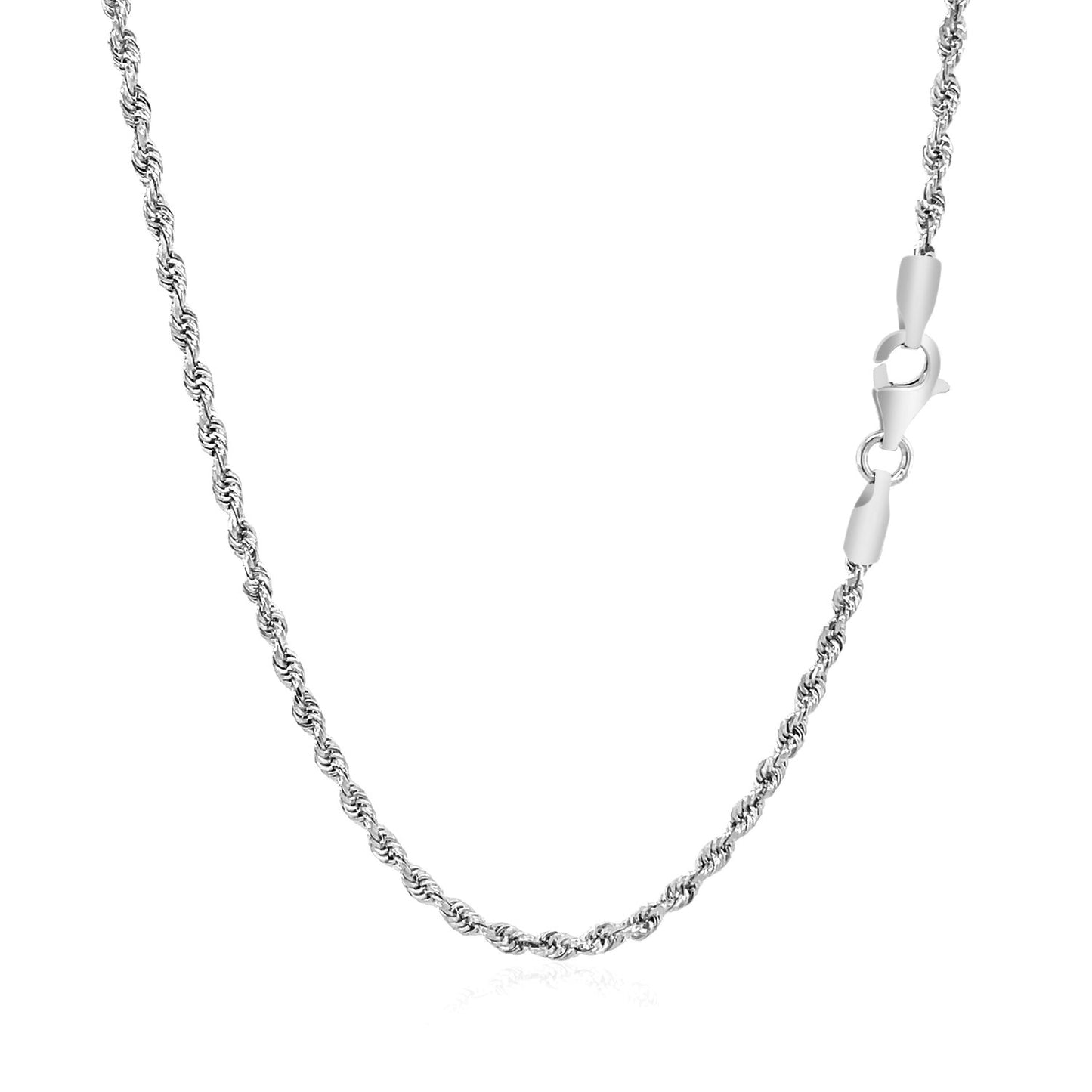 14k White Gold Solid Diamond Cut Rope Chain (2.00 mm) 