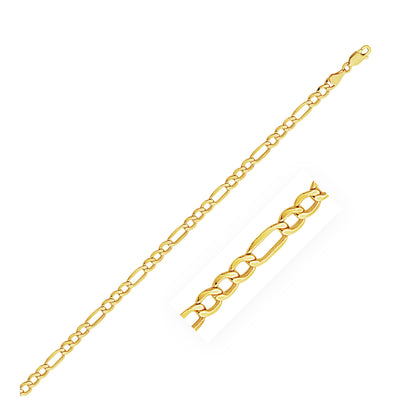 14k Yellow Gold Lite Figaro Chain (4.70 mm) 