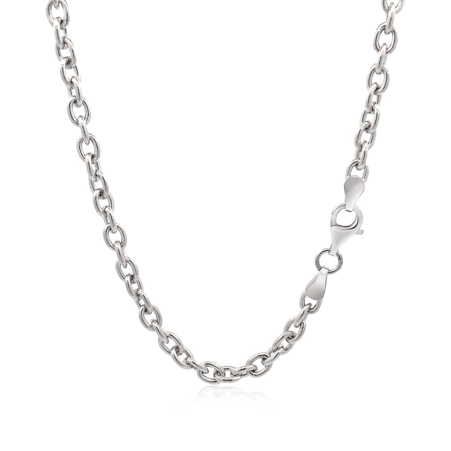 Sterling Silver Rhodium Plated Chain Bracelet with a Flat Heart Motif Station 