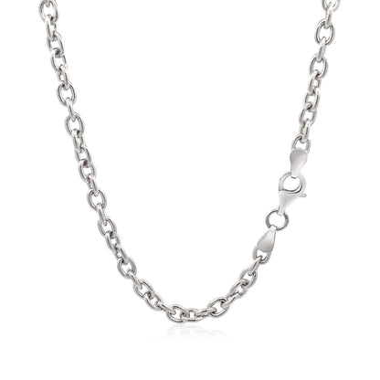 Sterling Silver Rhodium Plated Chain Bracelet with a Flat Heart Motif Station 