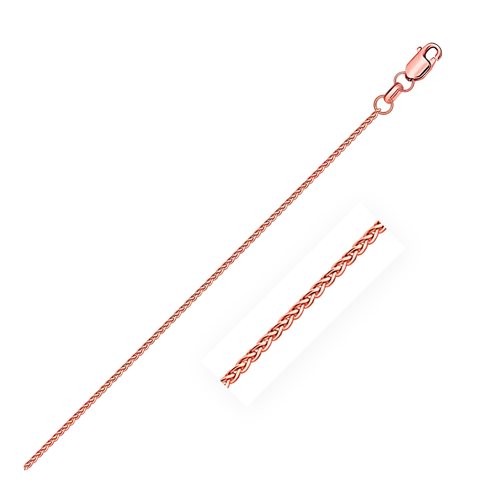 14k Rose Gold Diamond Cut Round Wheat Chain (1.20 mm) 