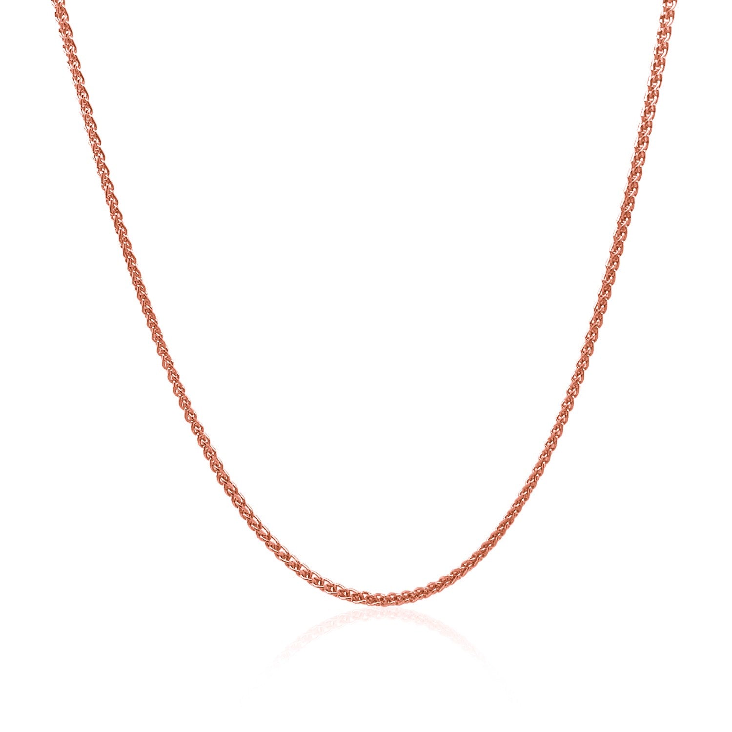 14k Rose Gold Diamond Cut Round Wheat Chain (1.20 mm) 