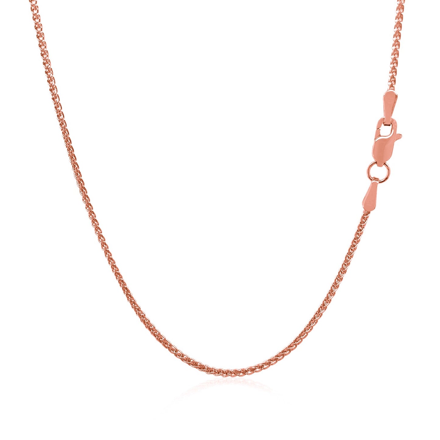 14k Rose Gold Diamond Cut Round Wheat Chain (1.20 mm) 