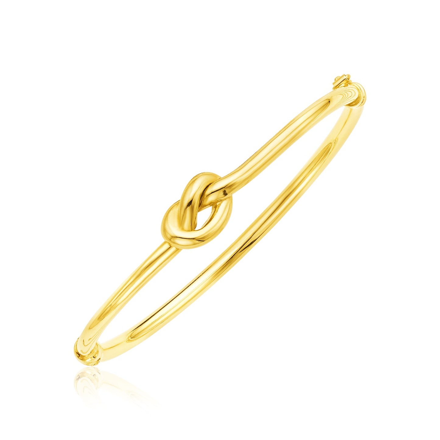 14k Yellow Gold Bangle Bracelet with Polished Knot (9.50 mm) 