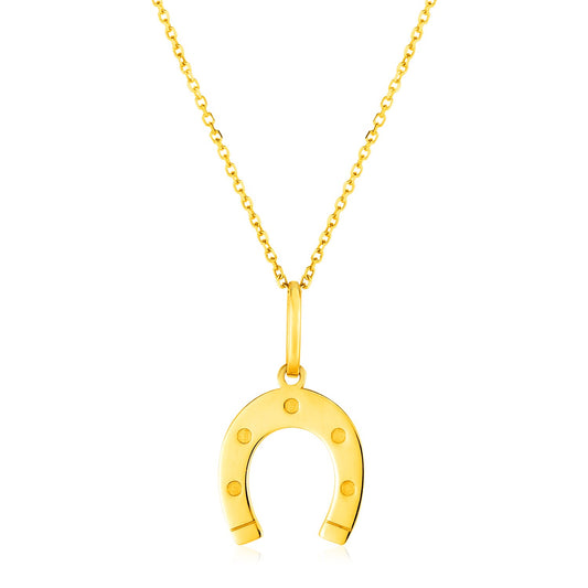 14K Yellow Gold Necklace with Horseshoe 