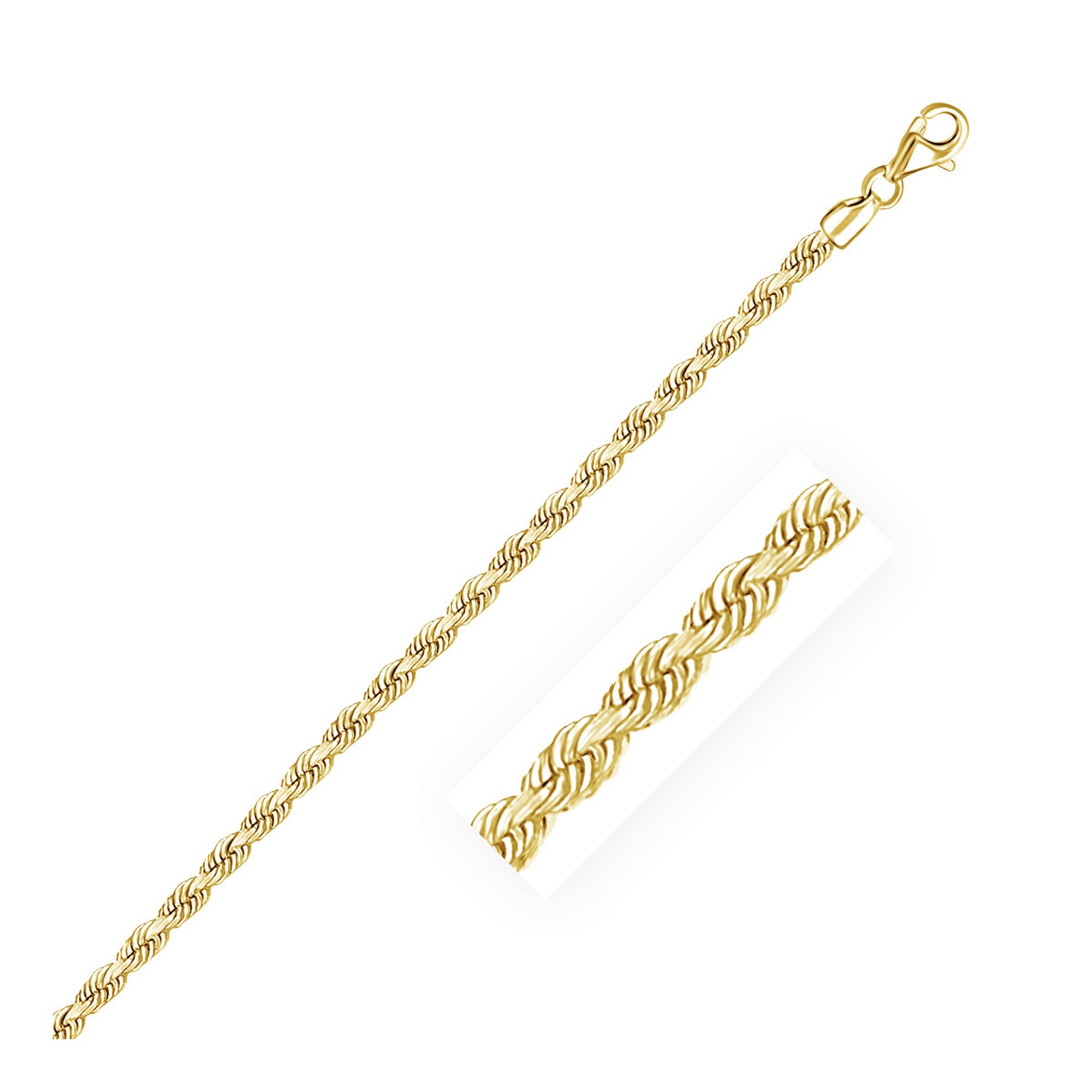 14k Yellow Gold Solid Diamond Cut Rope Chain (3.00 mm) 