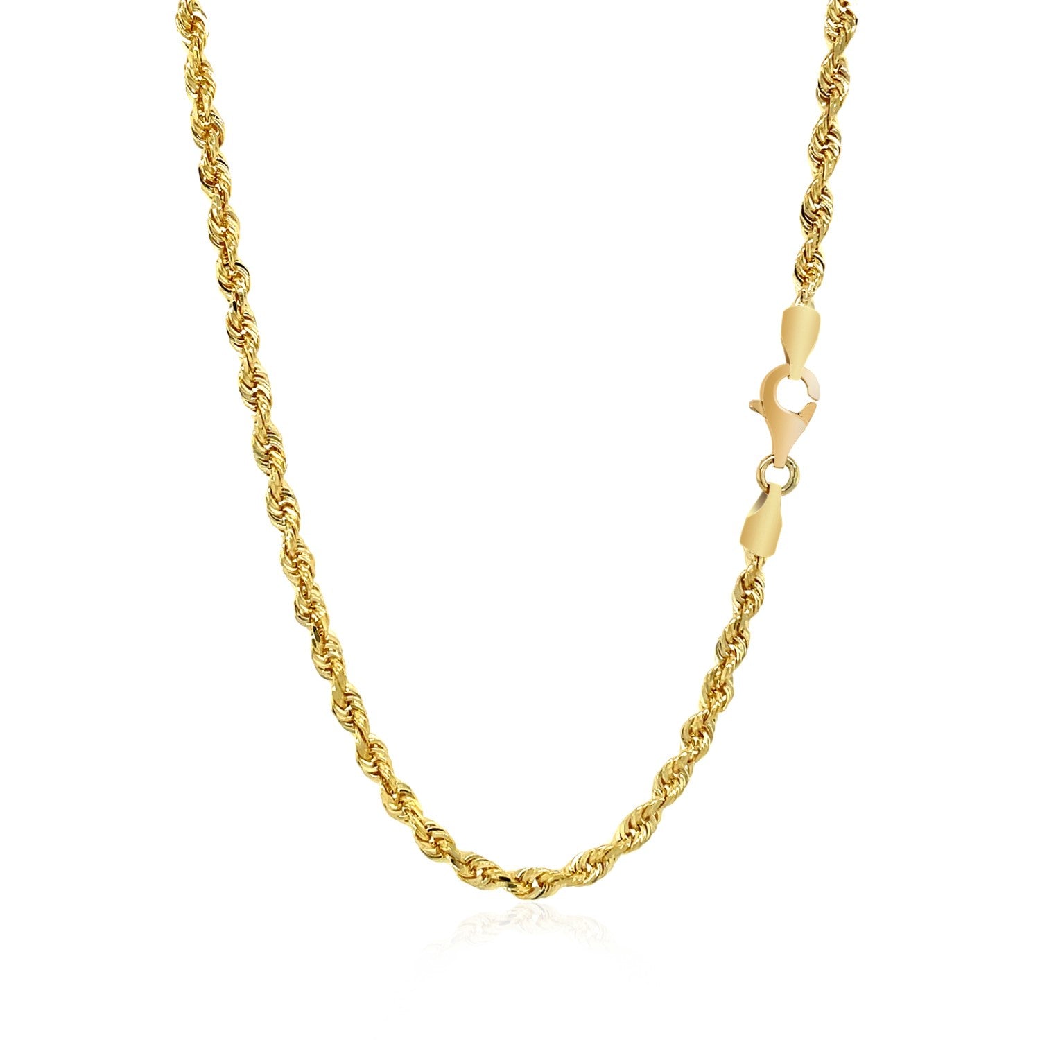 14k Yellow Gold Solid Diamond Cut Rope Chain (3.00 mm) 