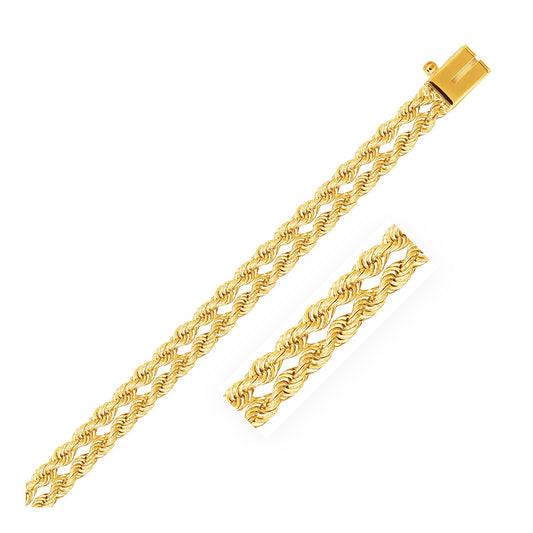 14k Yellow Gold Dual Row Rope Bracelet  (4.80 mm) 