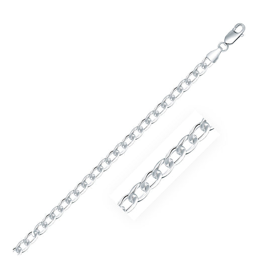 Rhodium Plated Sterling Silver Curb Style Chain (4.70 mm) 