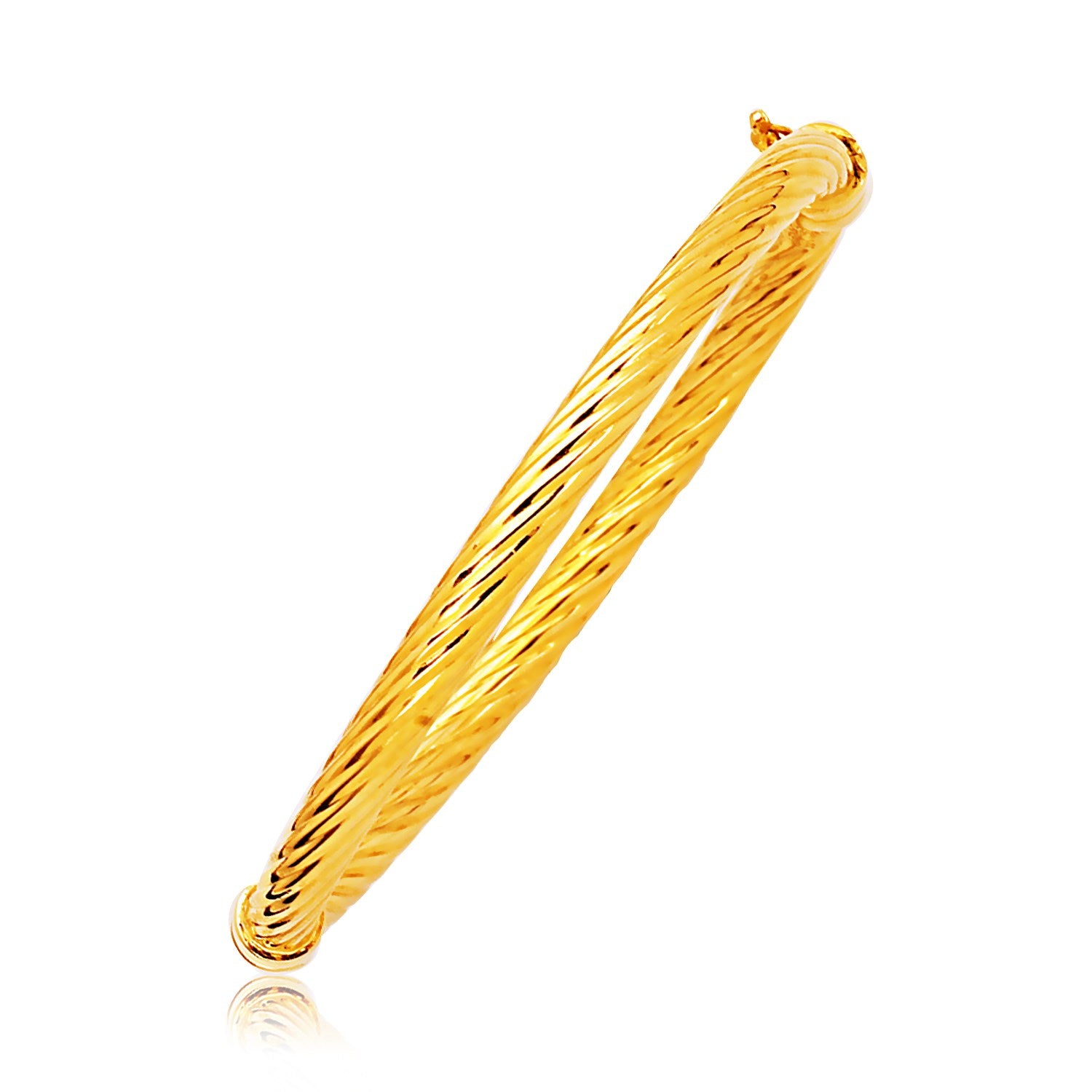 14k Yellow Gold Polished Cable Motif Bangle (5.00 mm) 