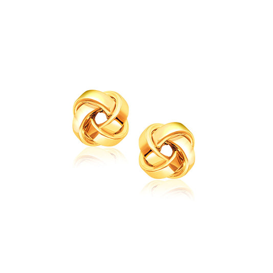 14k Yellow Gold Classic Love Knot Stud Earrings 