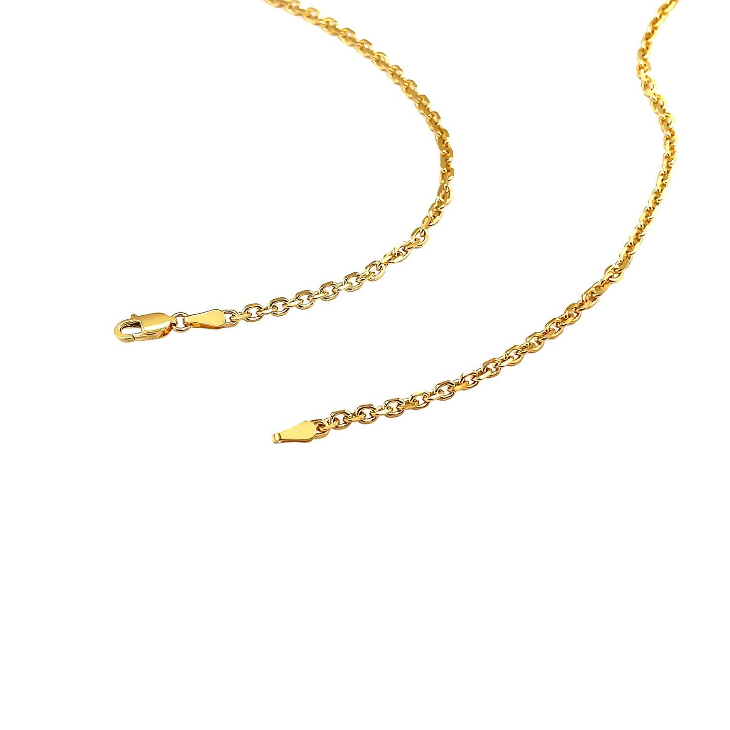 18k Yellow Gold Diamond Cut Cable Link Chain (2.60 mm) 