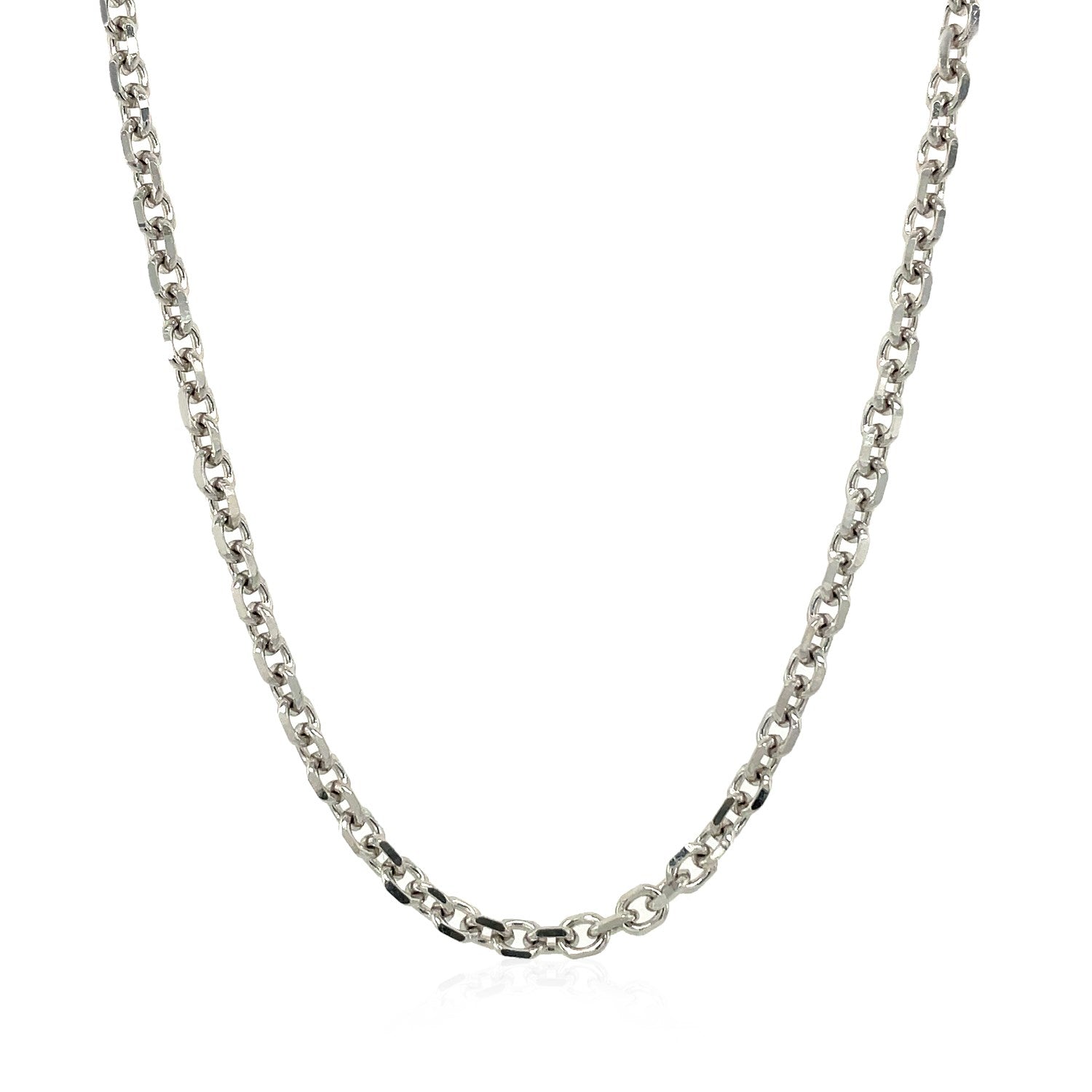 14k White Gold Diamond Cut Cable Link Chain (2.90 mm) 