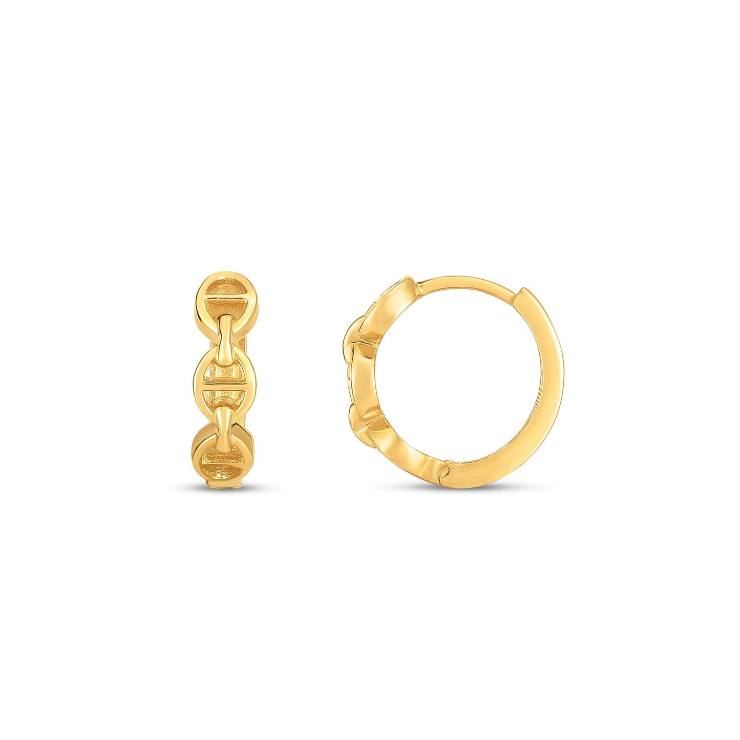 14k Yellow Gold Oval Mariner Huggies 