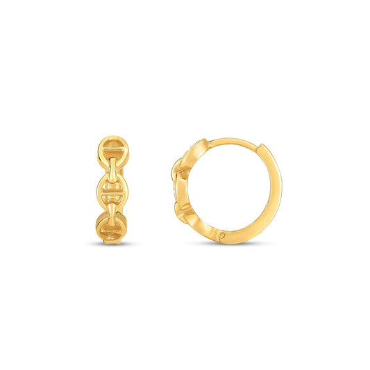 14k Yellow Gold Oval Mariner Huggies 