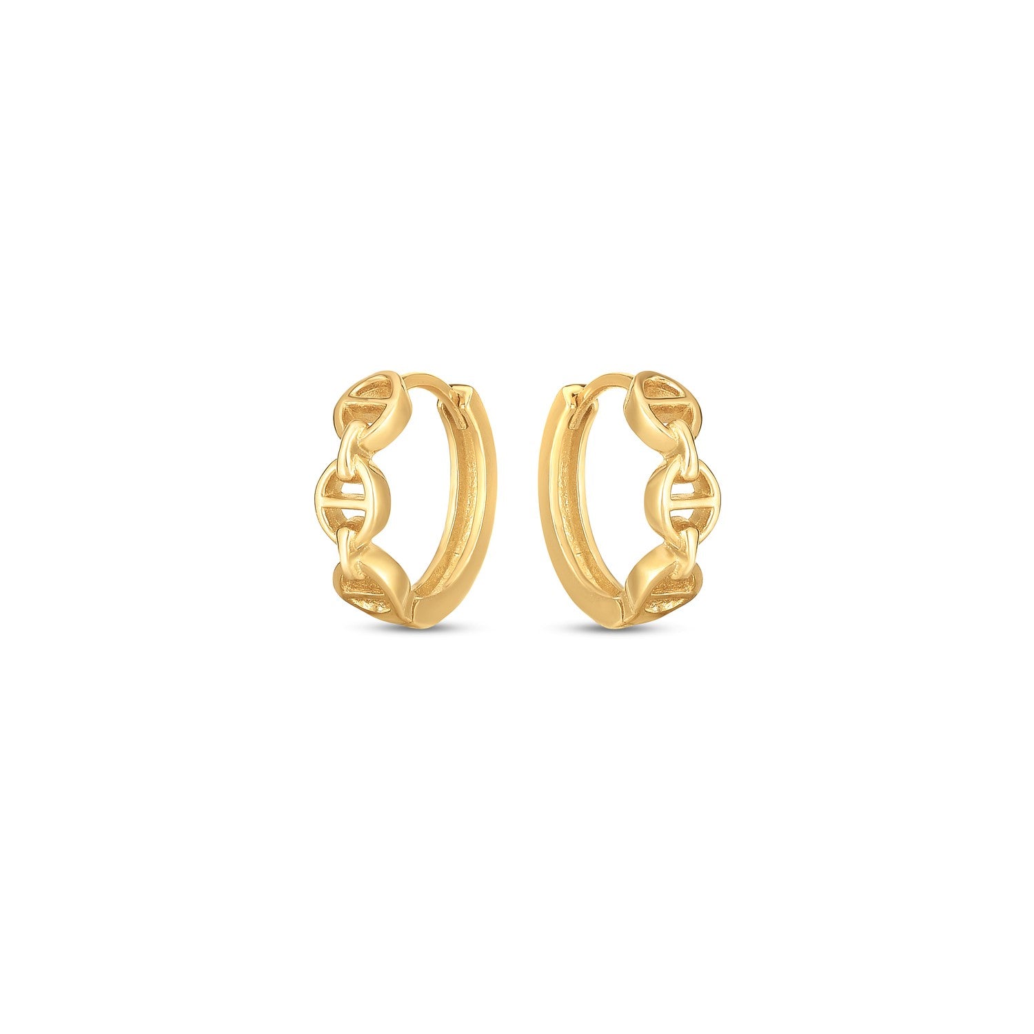 14k Yellow Gold Oval Mariner Huggies 