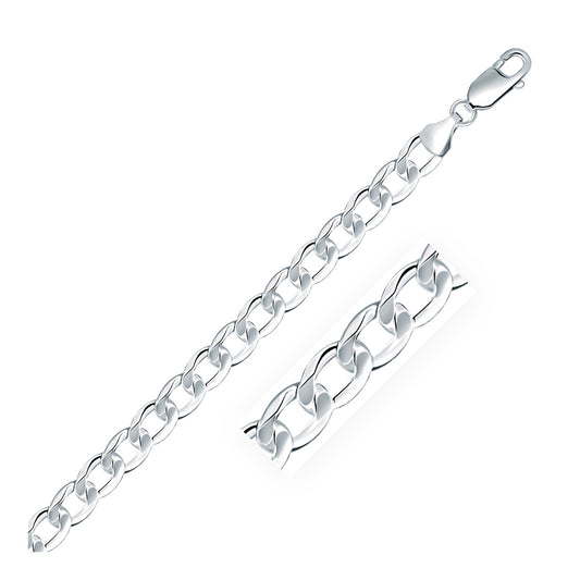 Rhodium Plated Sterling Silver Curb Style Chain (7.90 mm) 