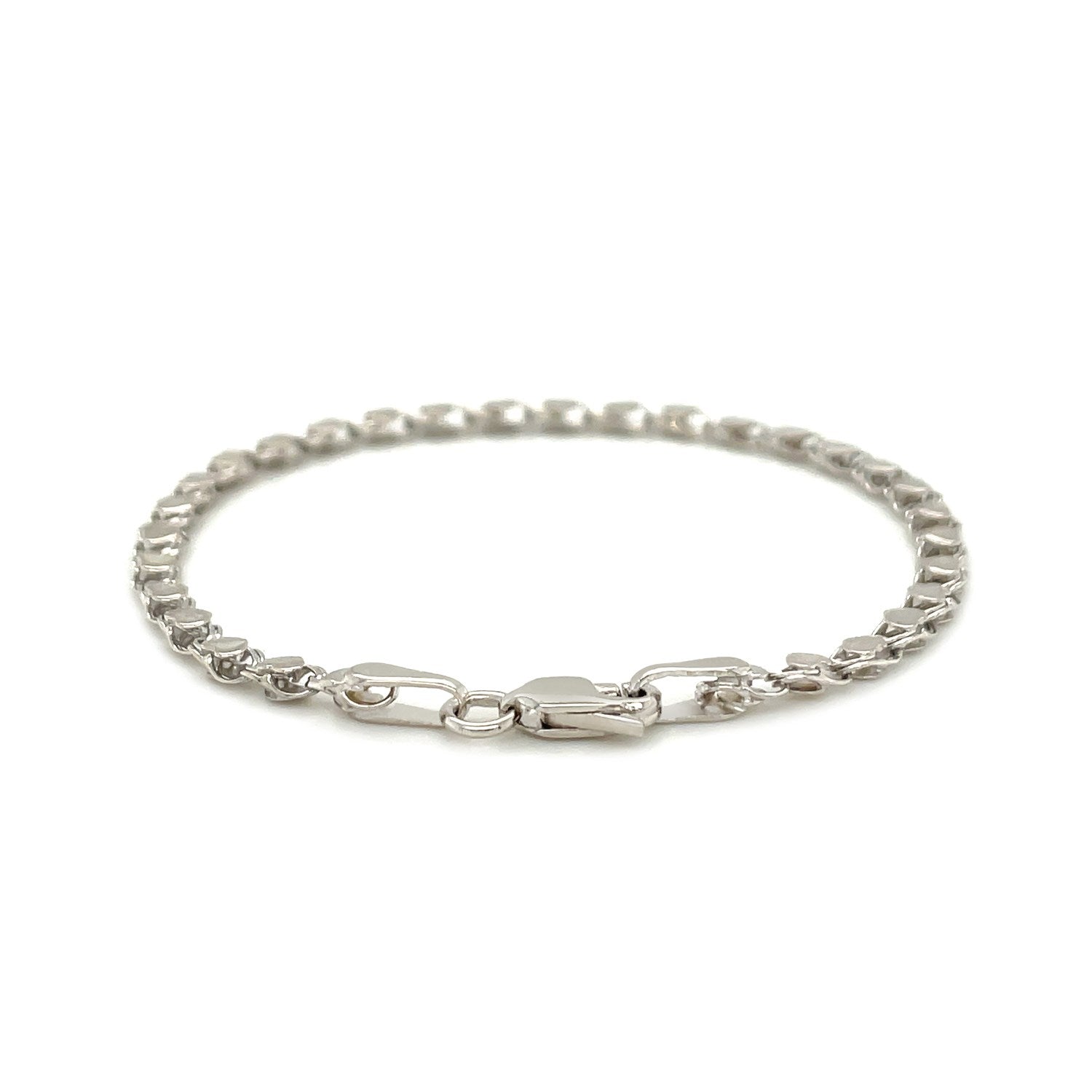 14k White Gold Heart Bracelet (3.00 mm) 