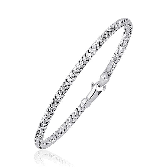 Fancy Weave Bangle in 14k White Gold (3.00 mm) 