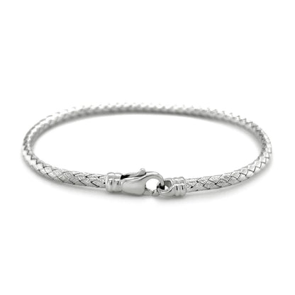 Fancy Weave Bangle in 14k White Gold (3.00 mm) 