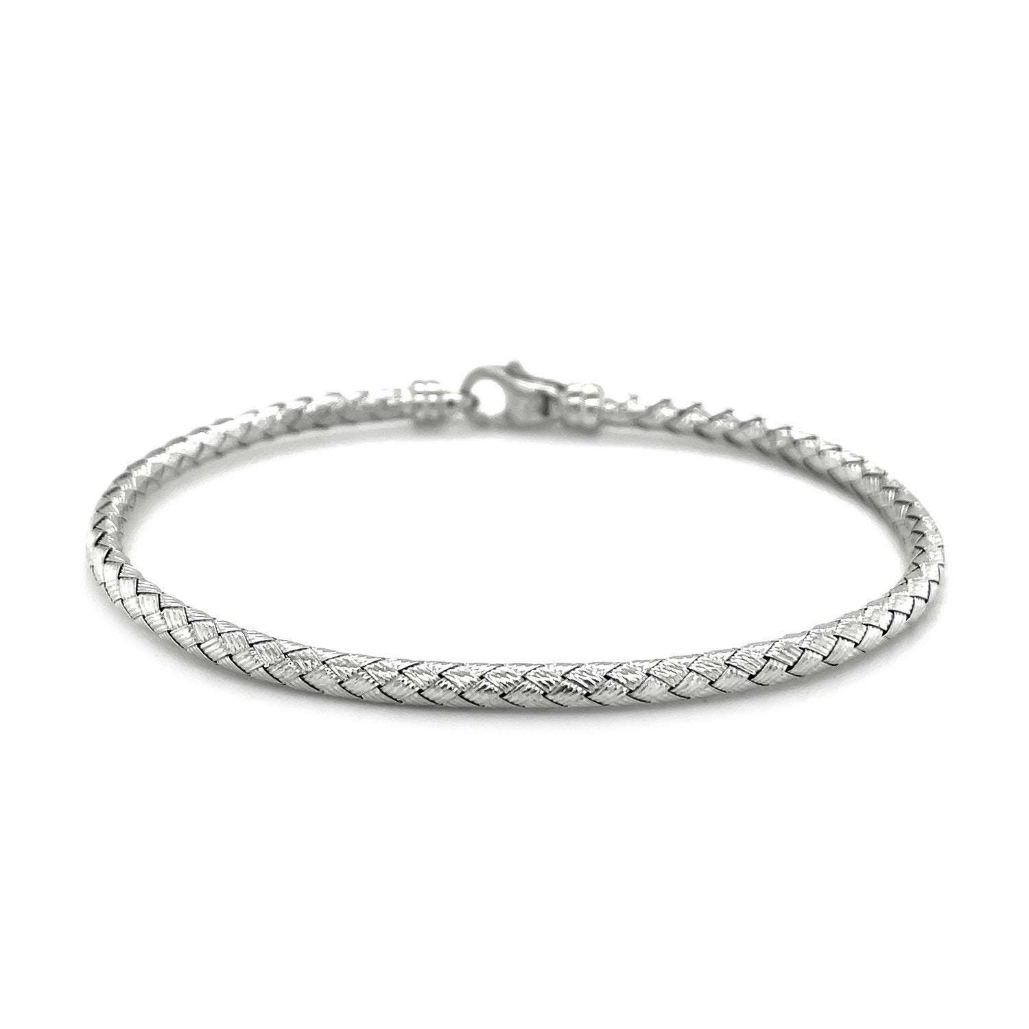 Fancy Weave Bangle in 14k White Gold (3.00 mm) 