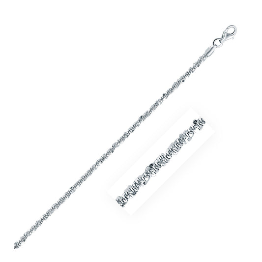 Rhodium Plated 2.2mm Sterling Silver Sparkle Style Chain (2.20 mm) 