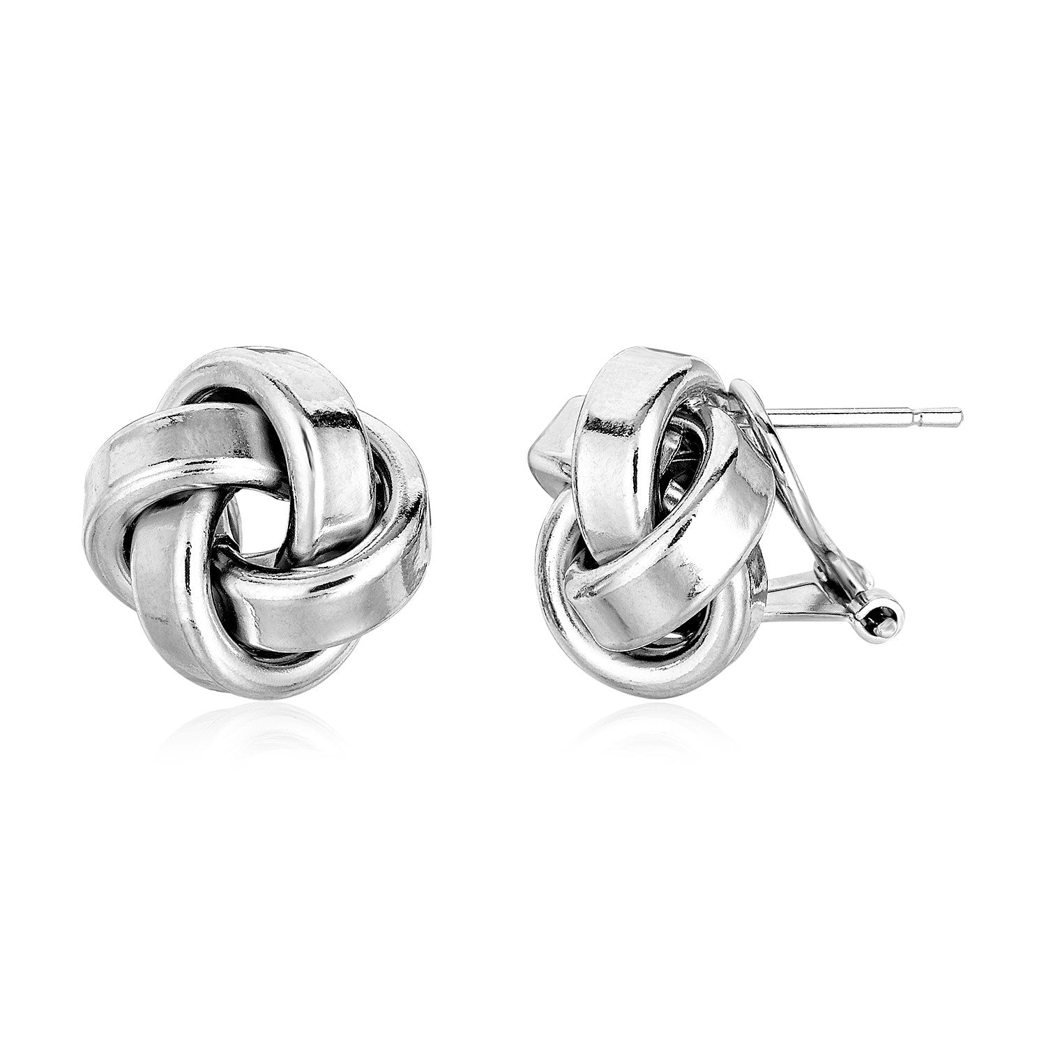 Large Sterling Silver Polished Love Knot Earrings(13mm) 