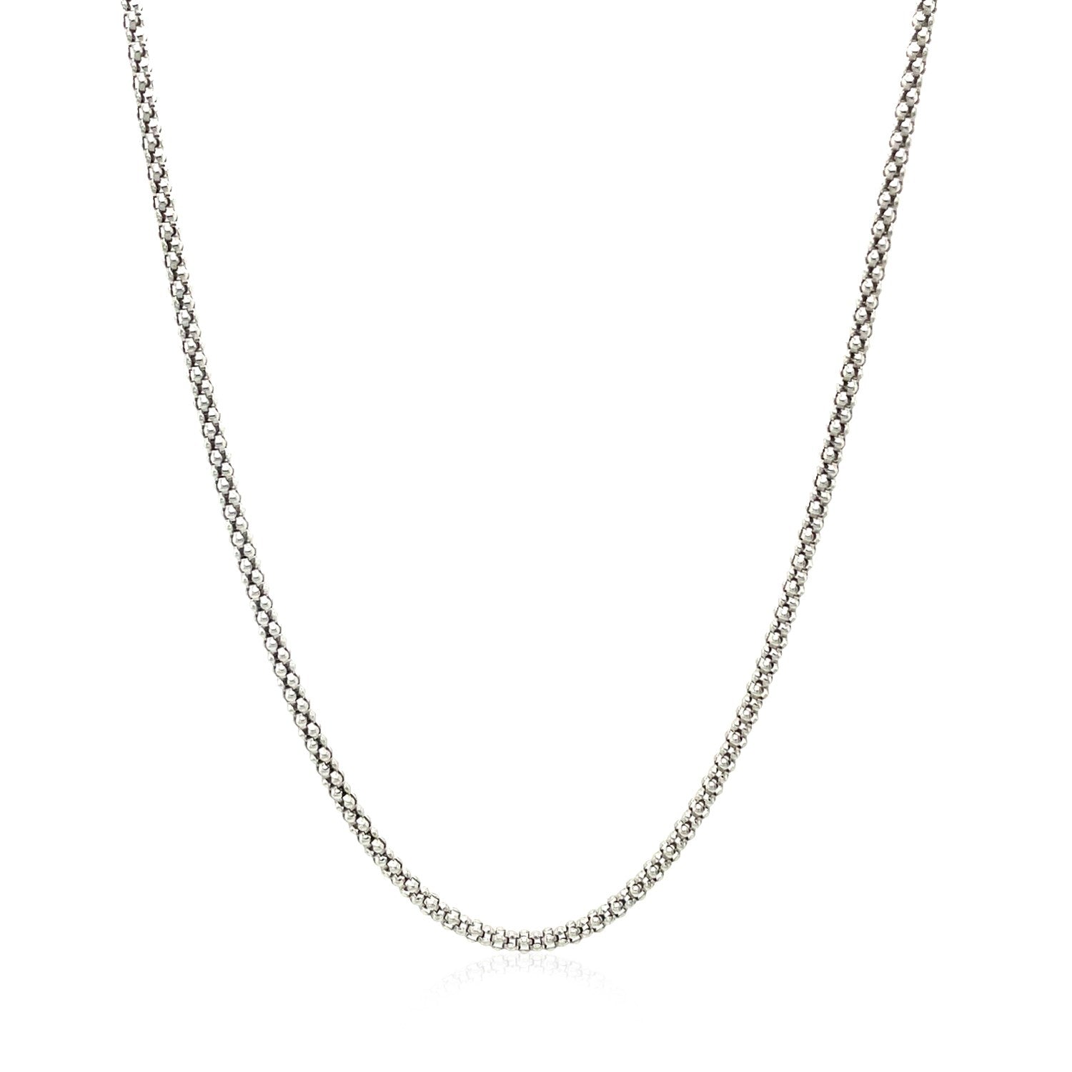 Rhodium Plated 1.8mm Sterling Silver Popcorn Style Chain (1.80 mm) 