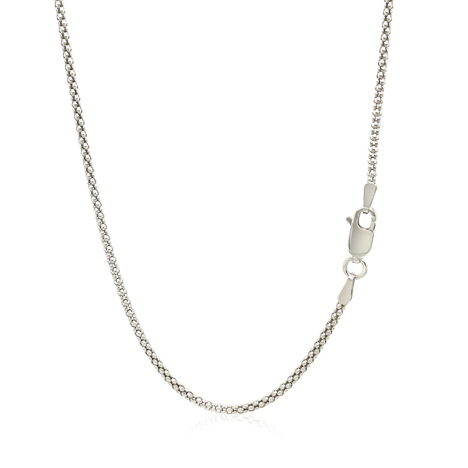 Rhodium Plated 1.8mm Sterling Silver Popcorn Style Chain (1.80 mm) 