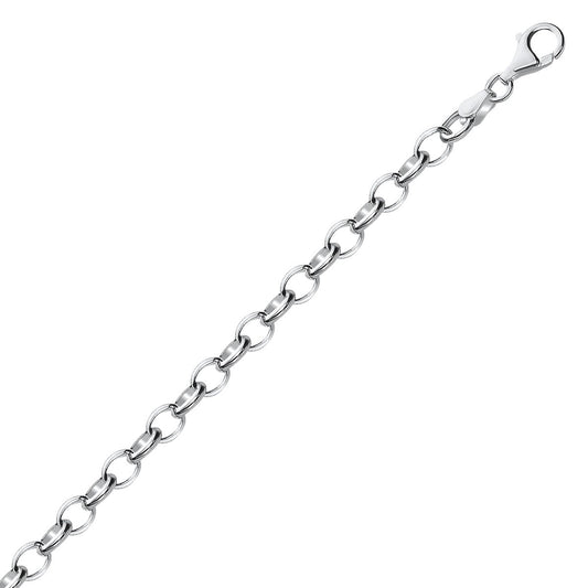 Sterling Silver Polished Charm Bracelet with Rhodium Plating (5.10 mm) 