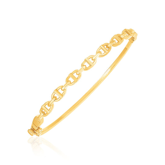 14k Yellow Gold High Polish Puffed Mariner Bangle (5.70 mm) 