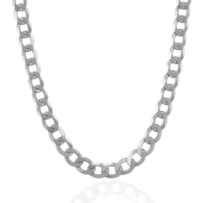 Rhodium Plated Sterling Silver Curb Style Chain (8.40 mm) 