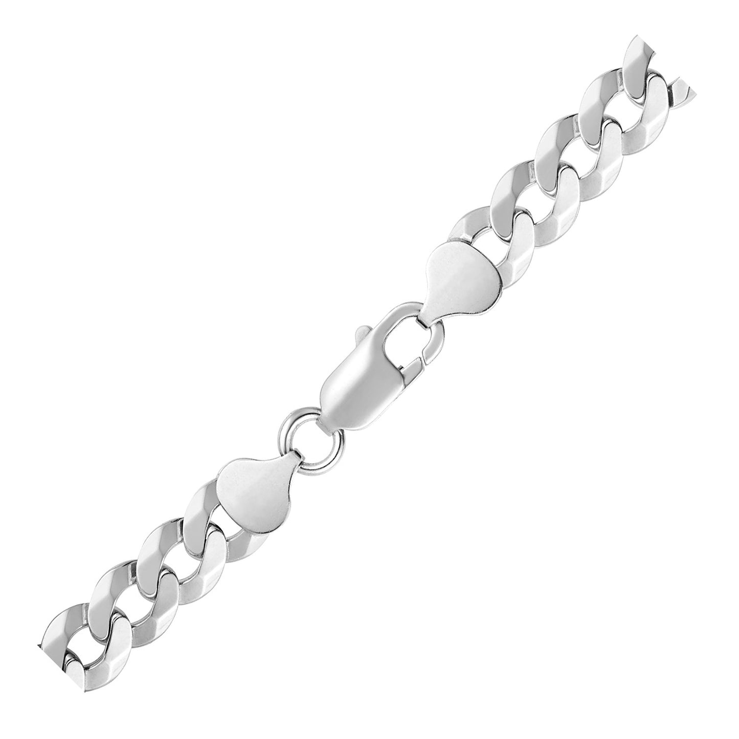 Rhodium Plated Sterling Silver Curb Style Chain (8.40 mm) 