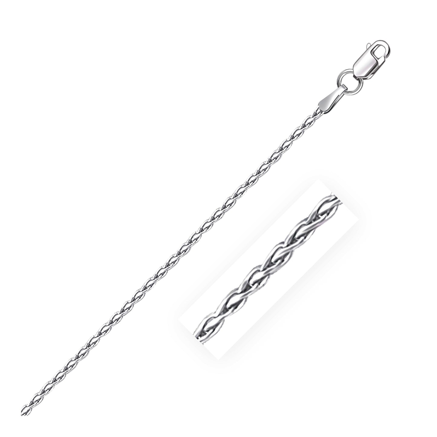 Sterling Silver Rhodium Plated Wheat Chain (1.50 mm) 