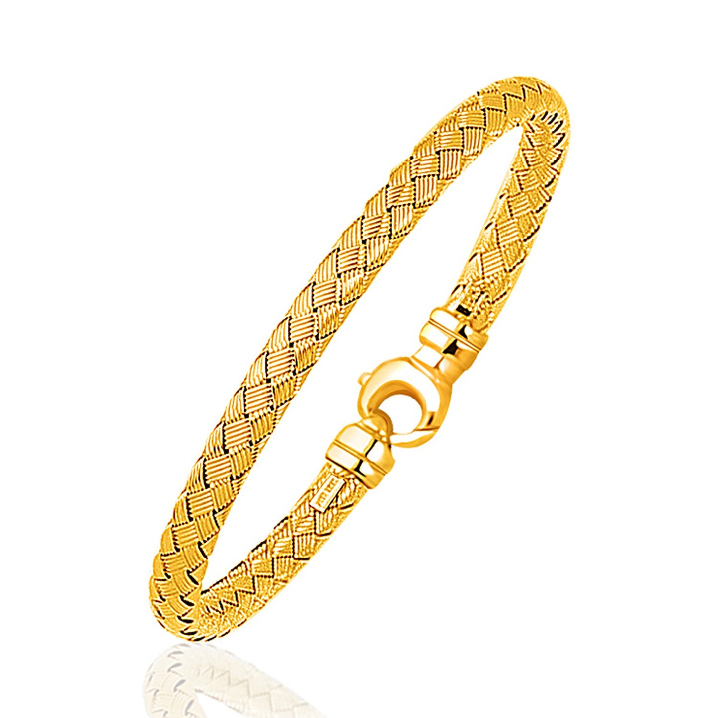 Fancy Weave Bangle in 14k Yellow Gold (5.00 mm) 