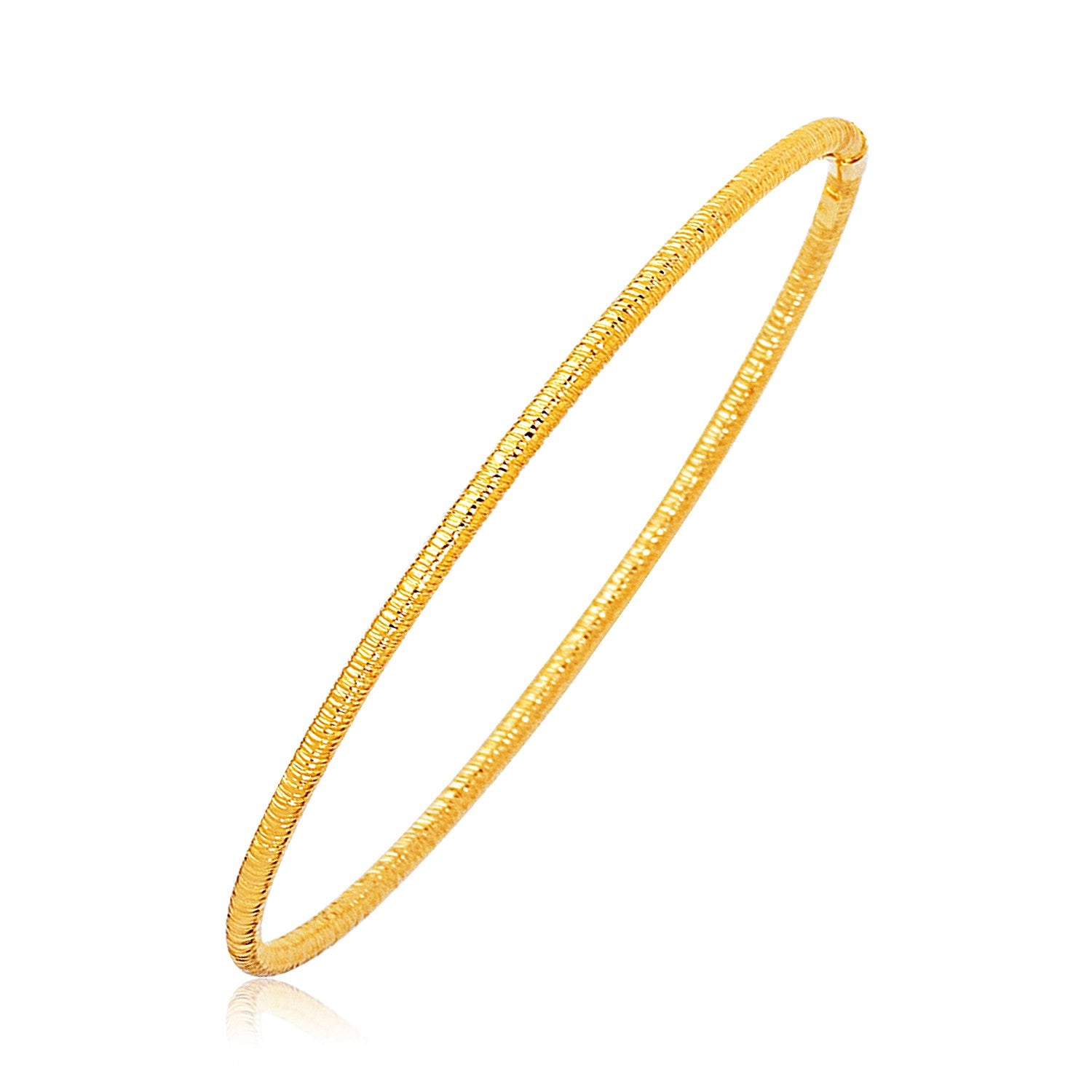 14k Yellow Gold Thin Textured Stackable Bangle (3.00 mm) 