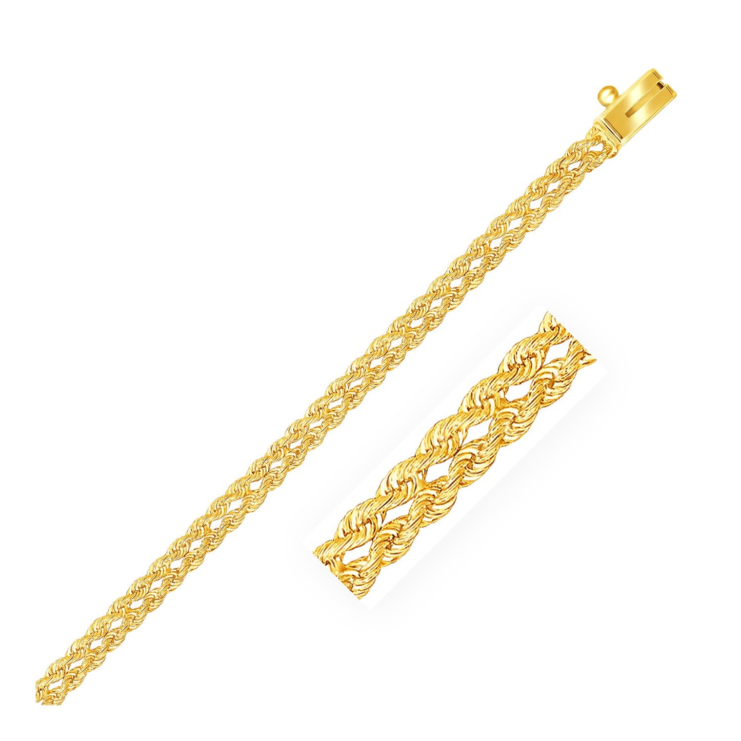 14k Yellow Gold Two Row Rope Bracelet  (3.40 mm) 