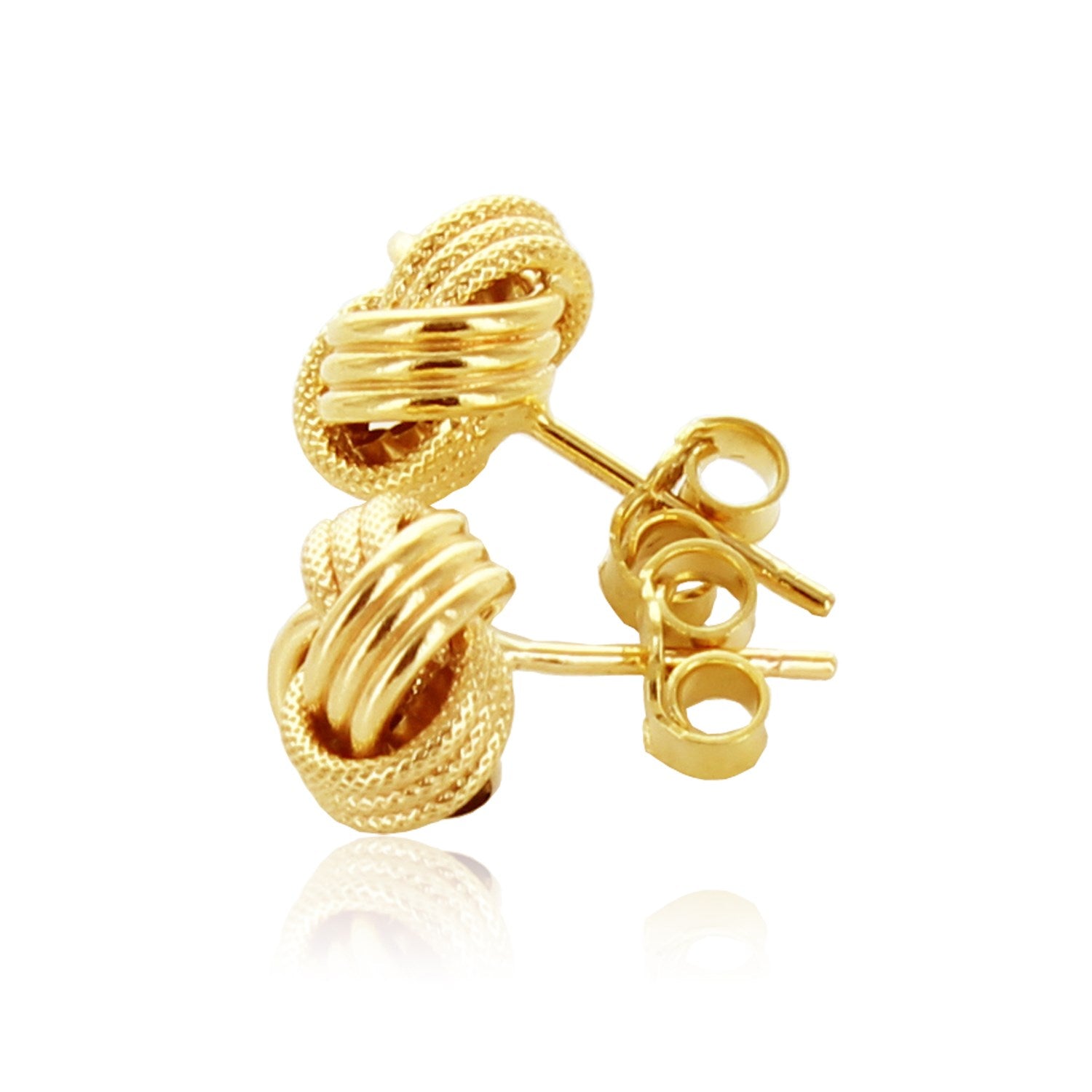 14k Yellow Gold Love Knot with Ridge Texture Earrings 