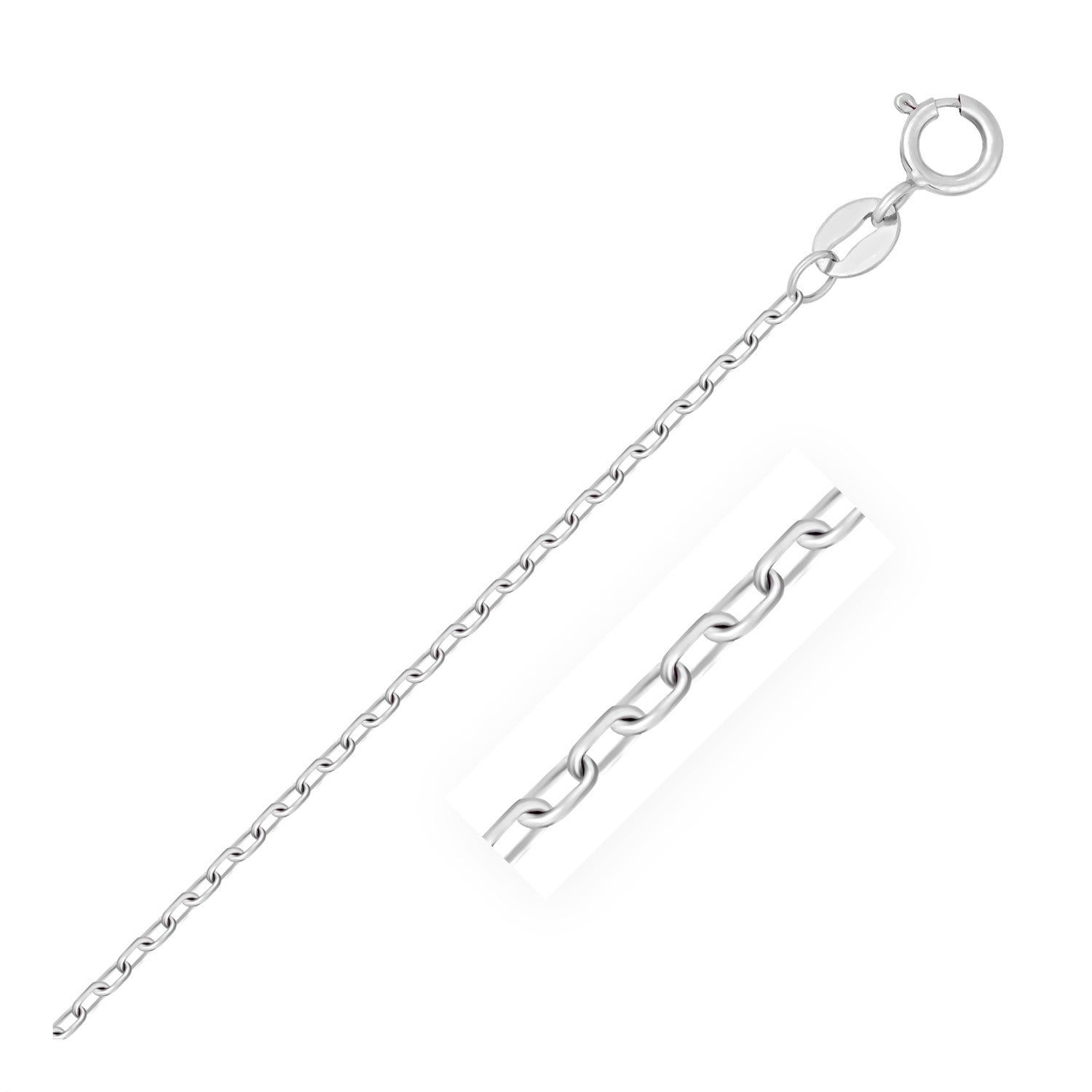 14k White Gold Faceted Cable Link Chain (1.20 mm) 