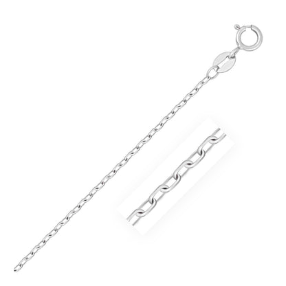 14k White Gold Faceted Cable Link Chain (1.2 mm) 