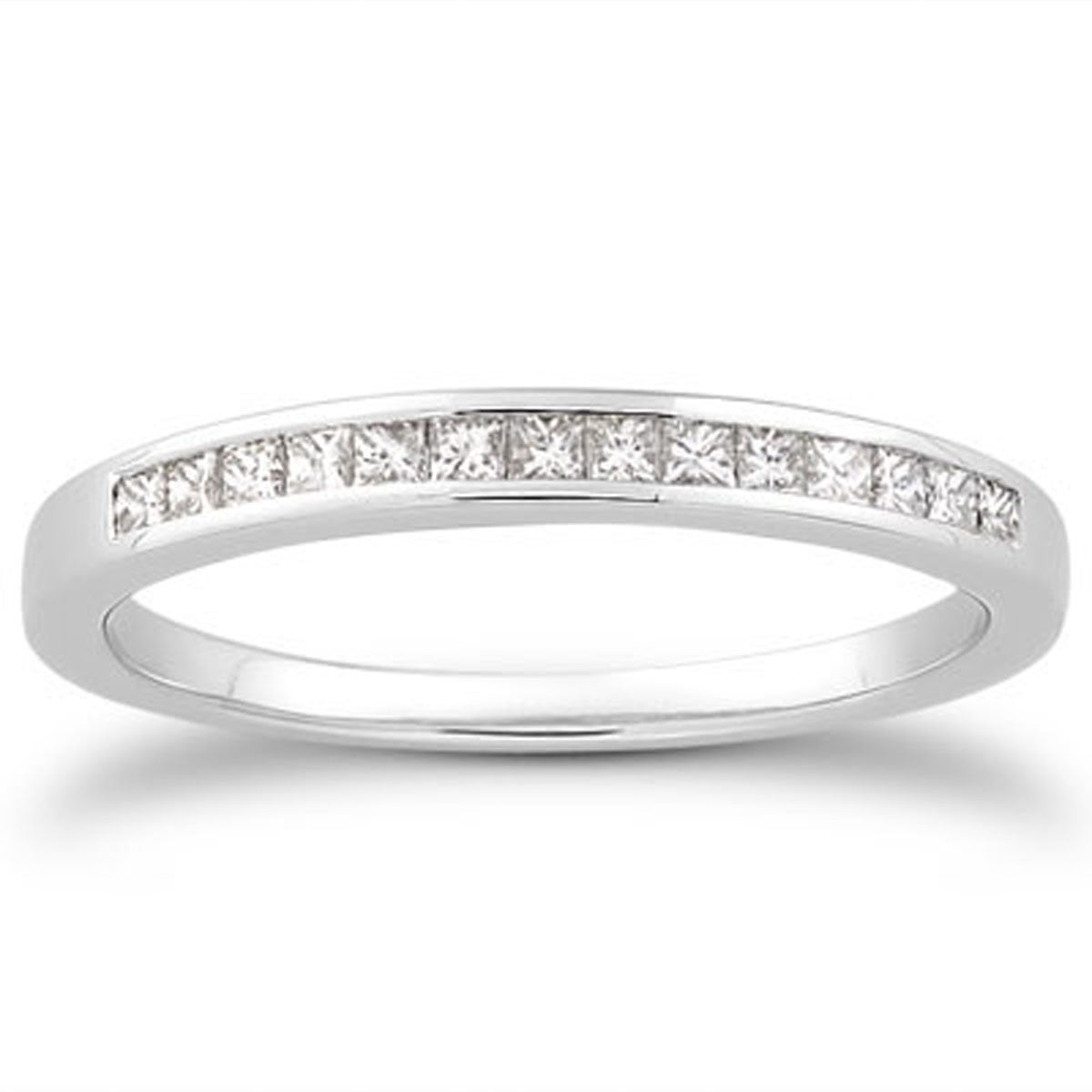 14k White Gold Channel Set Princess Diamond Wedding Ring Band 