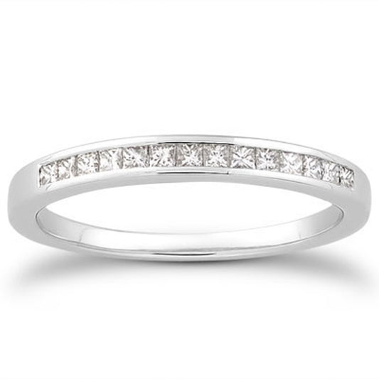 14k White Gold Channel Set Princess Diamond Wedding Ring Band 