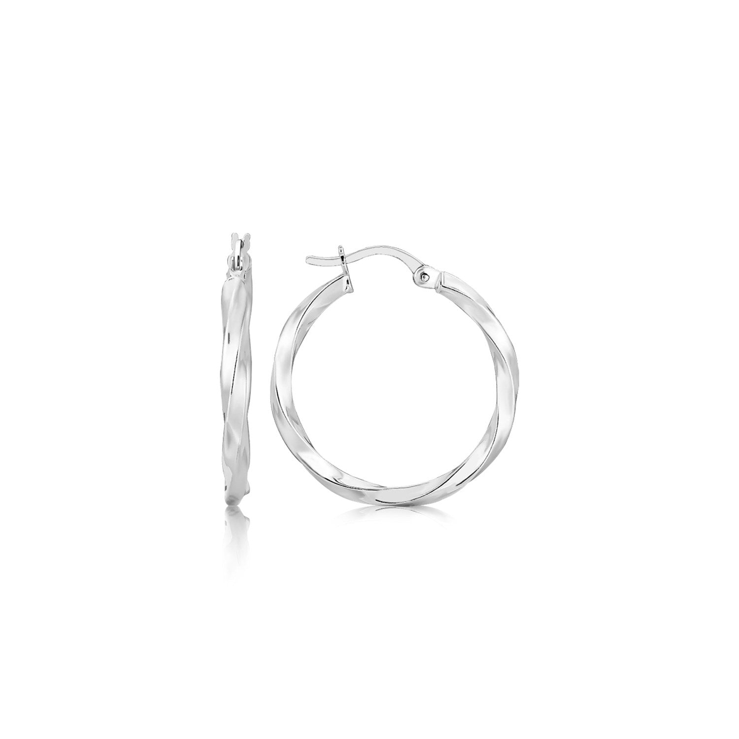 Sterling Silver Polished Spiral Motif Hoop Earrings(3x25mm) 