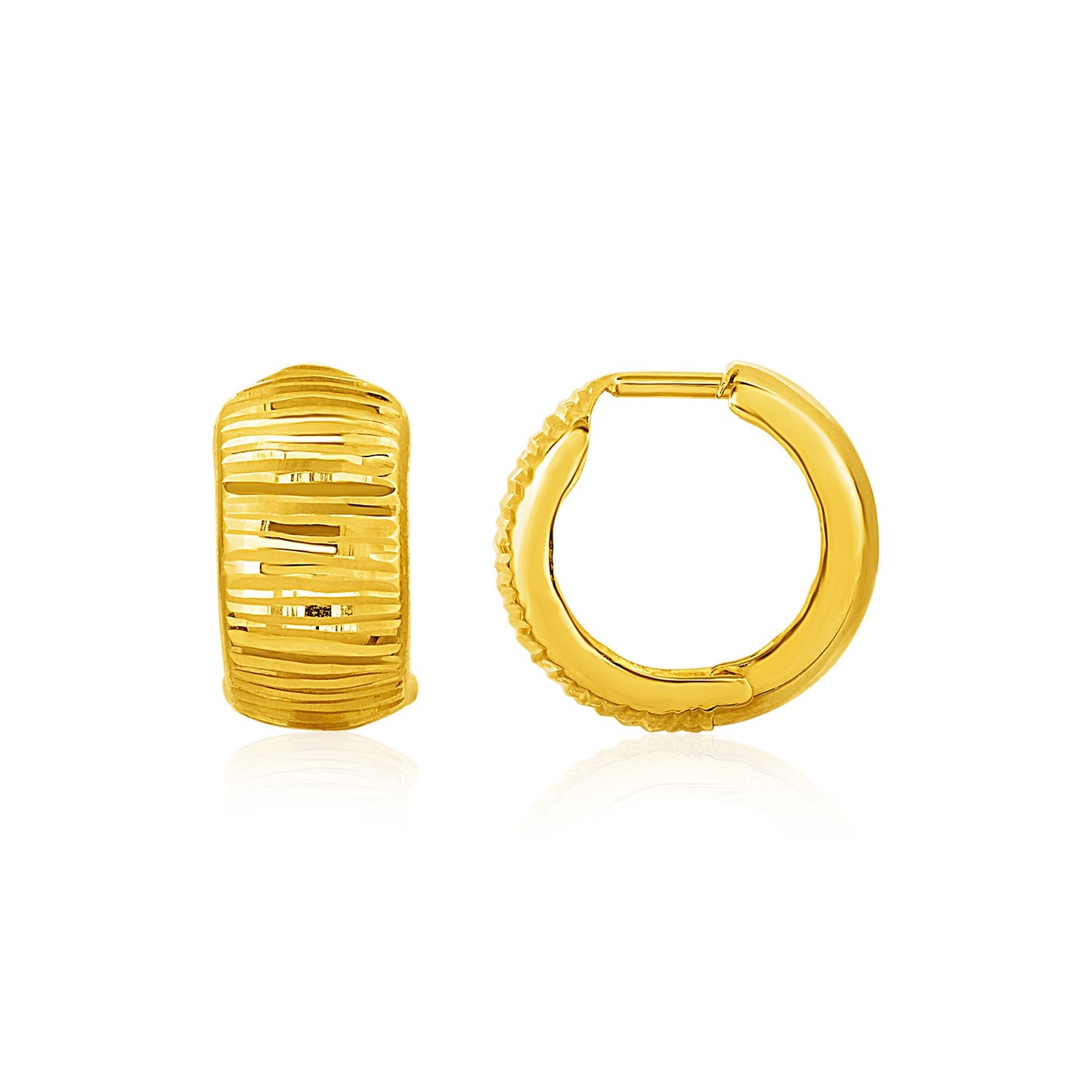 Reversible Textured and Smooth Snuggable Earrings in 10k Yellow Gold 