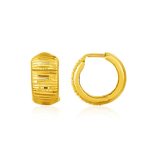 Reversible Textured and Smooth Snuggable Earrings in 10k Yellow Gold 