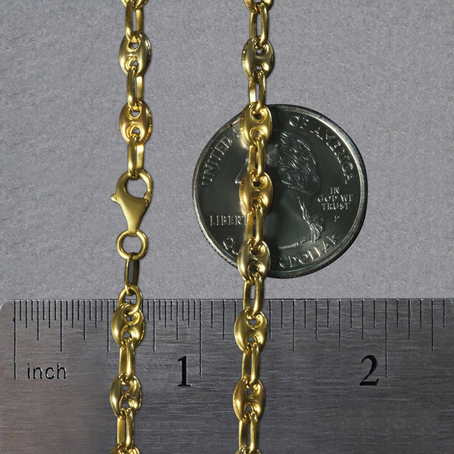 14k Tri Color Gold High Polish Puffed Mariner Link Chain (4.90 mm) 