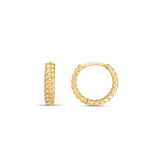 14k Yellow Gold Braided Huggie Hoops(3x12mm) 