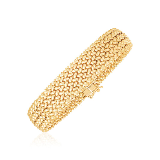 14k Yellow Gold High Polish Thick Braided Bracelet  (14.50 mm) 