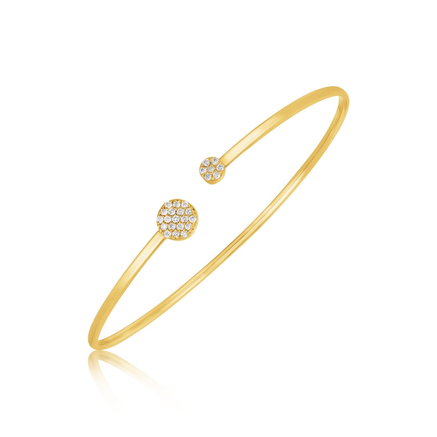 14k Yellow Gold High Polish Diamond Cluster Bangle (2.00 mm) 